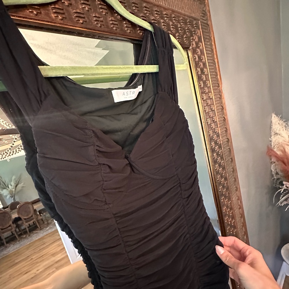 NWT ASTR Bodice Rouched Black Dress